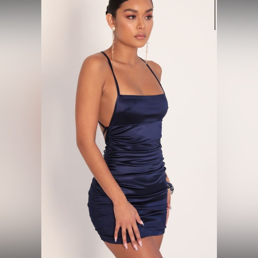 Lucy in the sky dress
Rhythm Satin Cross Back Dress in Navy